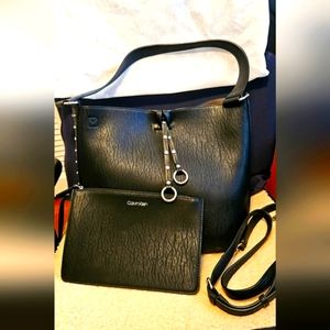 Calvin Klein Med. size Tote with new Crossbody Strap. Soft genuine leather!